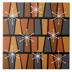 Bränd Orange för Geometric MCM-Abstrakt Kakelplatta