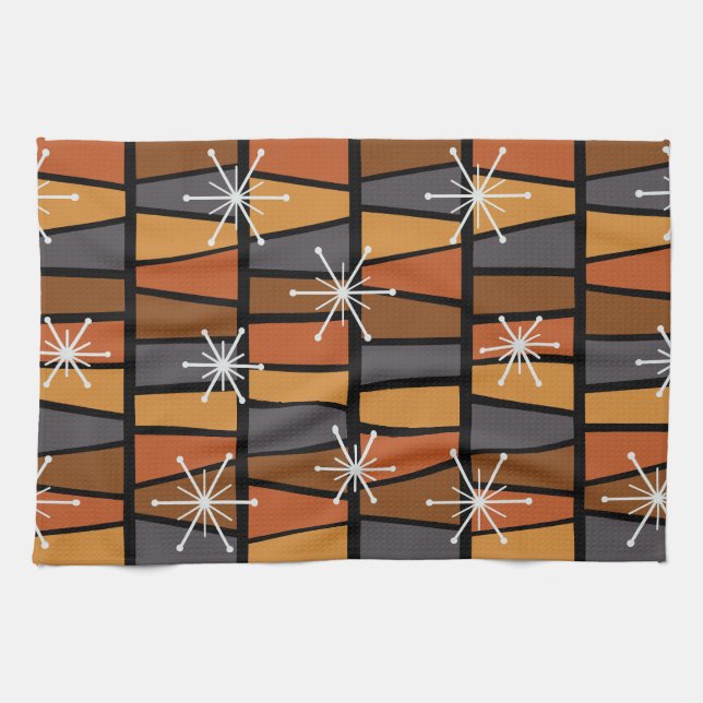 Bränd Orange för Geometric MCM-Abstrakt Kökshandduk (Horisontell)