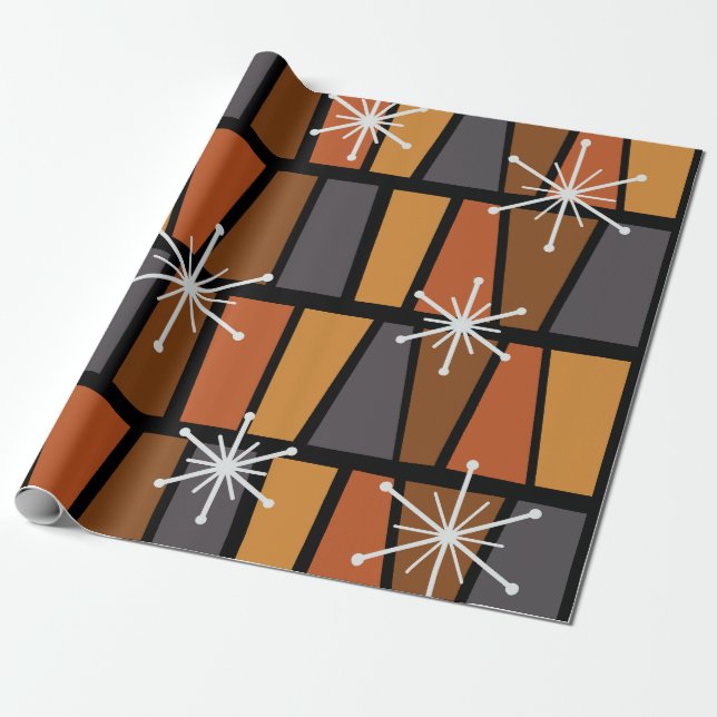 Bränd Orange för Geometric MCM-Abstrakt Presentpapper (Utrullad)