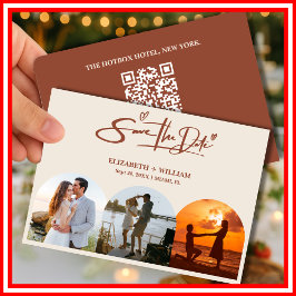 Bränd Orange Foto QR-kod Elegant bröllop Spara Datumet