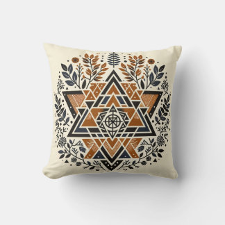 Bränd Orange Geometric Botanical Dekorativ kudde