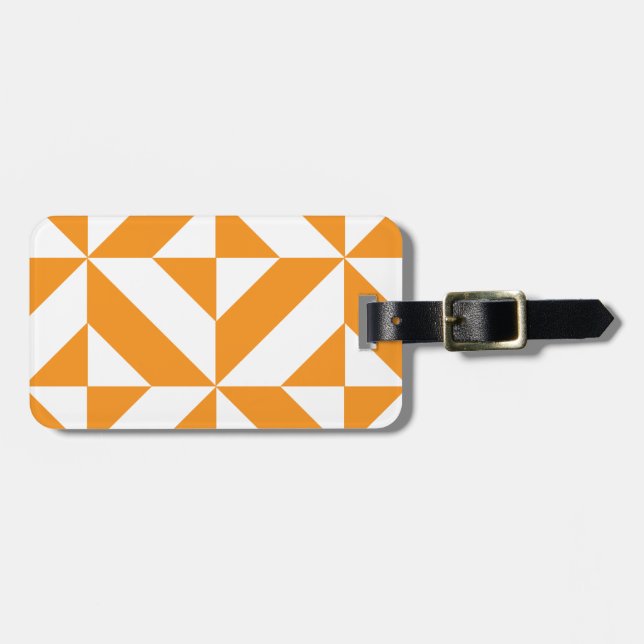 Bränd Orange Geometric Deco Cube Mönster Bagagebricka (Horisontell Framsida)