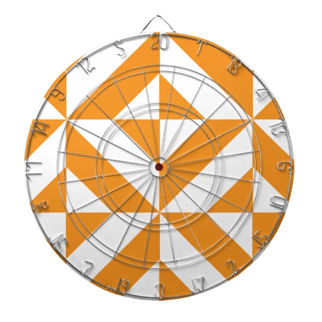Bränd Orange Geometric Deco Cube Mönster Darttavla (Framsidan)