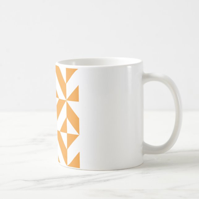Bränd Orange Geometric Deco Cube Mönster Kaffemugg (Höger)