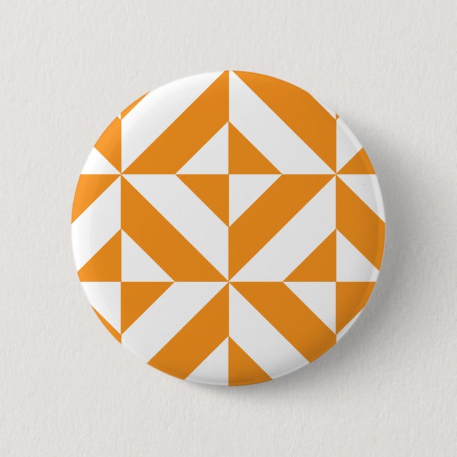 Bränd Orange Geometric Deco Cube Mönster Knapp (Framsida)