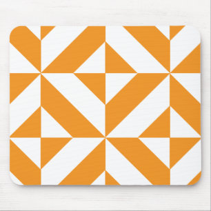Bränd Orange Geometric Deco Cube Mönster Musmatta