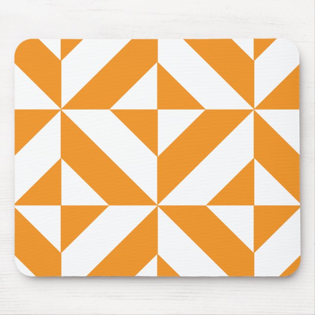 Bränd Orange Geometric Deco Cube Mönster Musmatta (Framsidan)
