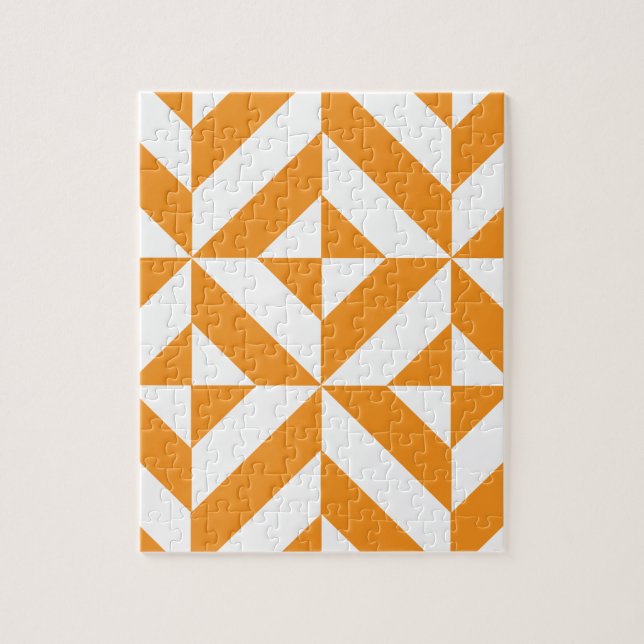 Bränd Orange Geometric Deco Cube Mönster Pussel (Vertikal)