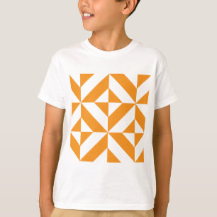 Bränd Orange Geometric Deco Cube Mönster T-shirt