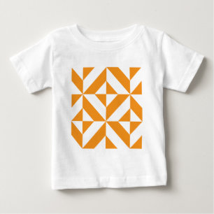 Bränd Orange Geometric Deco Cube Mönster T-shirt