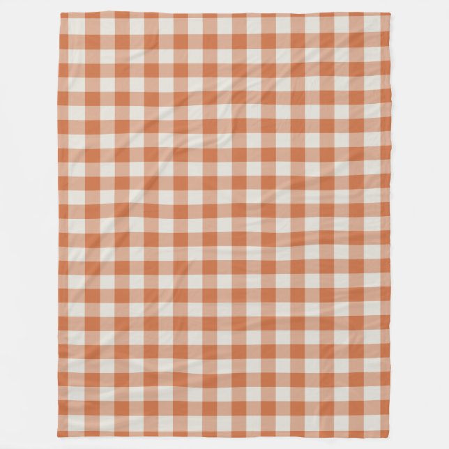 Bränd Orange Gingham Check Mönster Fleecefilt (Framsidan)