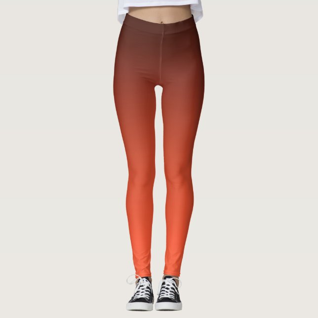 Bränd Orange Gradient  Varm Ombre Leggings (Framsida)