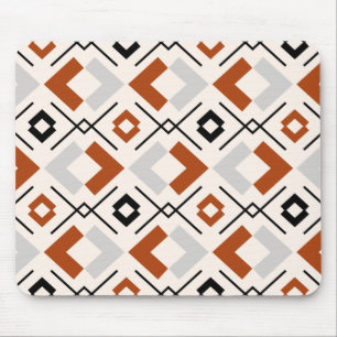 Bränd orange grått och beige geometric mönster musmatta