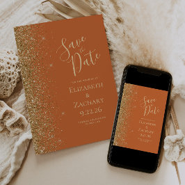 Bränd orange guld glitter kant Spara datum Meddelande