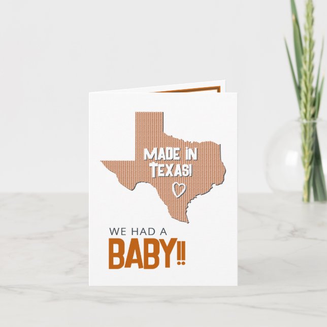 Bränd Orange Herringbone Made in Texas Photo Baby Meddelande (Framsida)