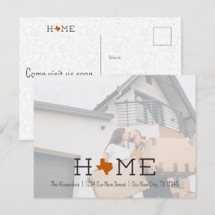 Bränd Orange HOME Texas Flytta Announcement Vykort