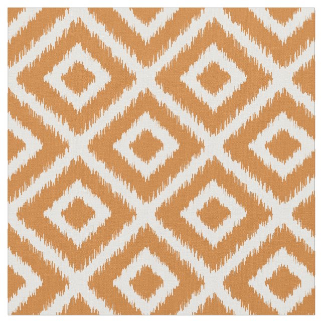 Bränd Orange, Ikat Diamonds Tyg (Närbild)