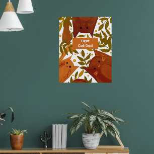 Bränd orange katt och grenar Best cat pappa Poster