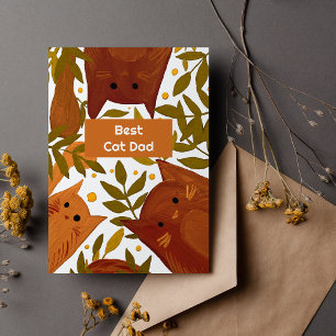Bränd orange Katter & grenar Bästa kattpappa Julkort