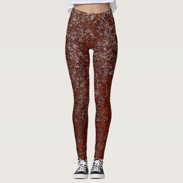 Bränd Orange koppar Rusted Metall Struktur Leggings (Framsida)