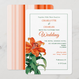 Bränd Orange Lily Snyggt Blommigt Bröllop Inbjudningar