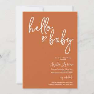 Bränd Orange - minimalistisk modern Boho-babyskare Inbjudningar