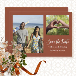 Bränd Orange - minimalt foto QR-kod Spara datum Inbjudningar