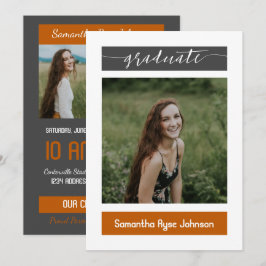 Bränd Orange Modern Block 3-Photo Studenten Inbjudningar