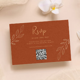 Bränd Orange Modern Boho Bröllop OSA QR-kod Kort