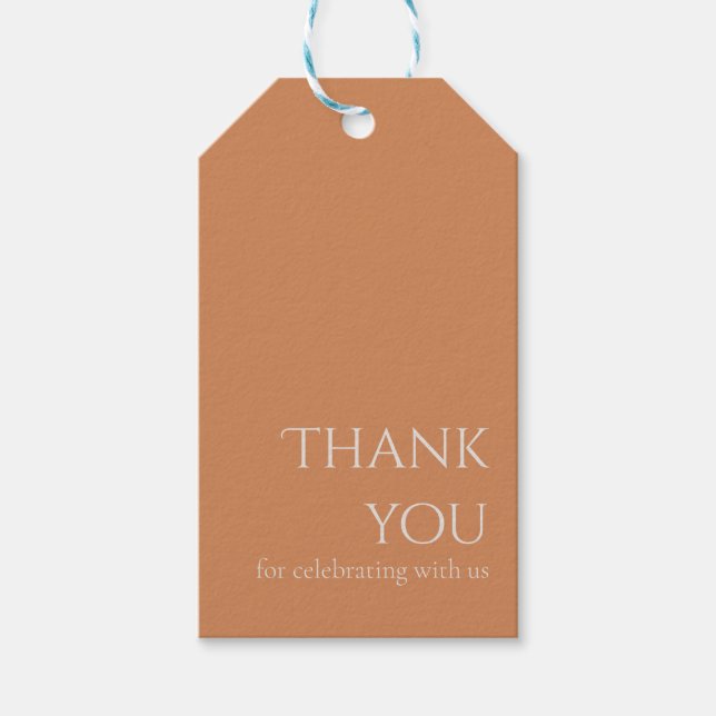 Bränd Orange Modern bröllopsfavoritMärkre Presentetikett (Framsidan)