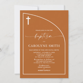 Bränd Orange Modern Minimal Firande-baptism Inbjudningar