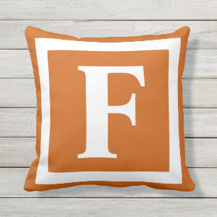 Bränd Orange Monogram Brev utomhusfyllning Kudde