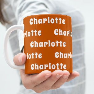 Bränd orange namn mönster kaffemugg