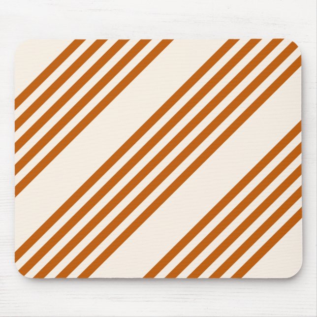 Bränd orange och beige fem rand mönster musmatta (Framsidan)