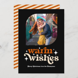 Bränd Orange och Champagne Retro-julfoto Julkort