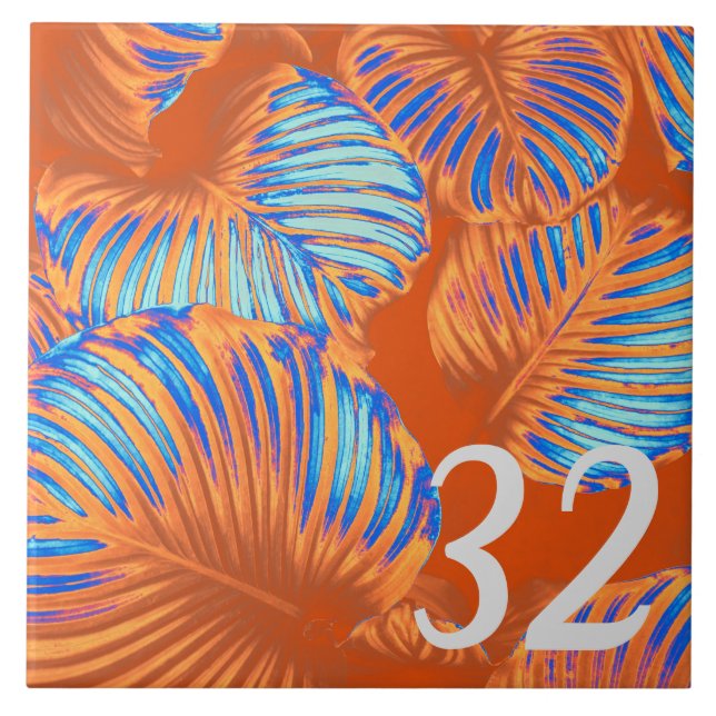 Bränd Orange och elblått Kakelplatta (Framsidan)