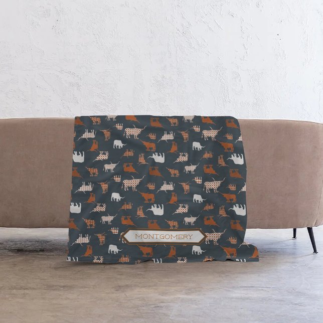 Bränd Orange och Mörk Grått med mönster i längder Fleecefilt (Skapare uppladdad)