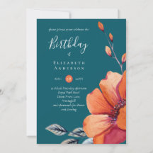 Bränd Orange och Mörk Teal Birthday