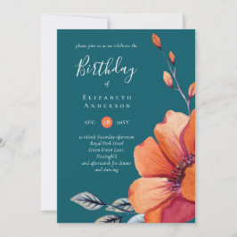 Bränd Orange och Mörk Teal Birthday