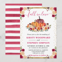 Bränd Orange och röd Blommigt Pumpkins Fall Weddin Inbjudningar