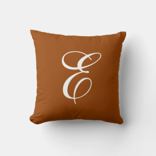 Bränd orange och vit monogram kastkudde kudde