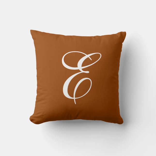 Bränd orange och vit monogram kastkudde kudde (Framsida)
