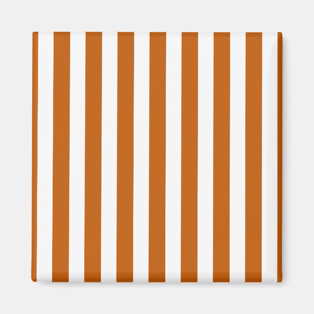 Bränd orange och vitt kandy rand magnet (Framsidan)
