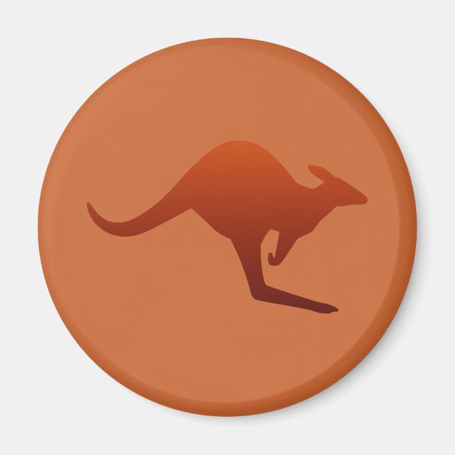 Bränd Orange Öken Gradient Känguru Siluett Magnet (Framsidan)