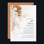 Bränd Orange Pampas Grass 60:e Födelsedagsfesten Inbjudningar<br><div class="desc">Bränd Orange Pampas Grass 60:e Födelsedagsfest inbjudan med botaniskt innehåll i handflatan med modern typografi och layout på vit bakgrund. Du kan helt anpassa det här kortet för andra speciella händelser genom att klicka på knappen "Anpassa" för att ändra år,  layout,  text färg och mycket annat.</div>