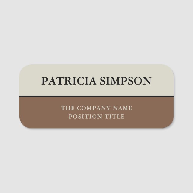 Bränd Orange Pastell Beige Fusion Namnbricka (Framsida)
