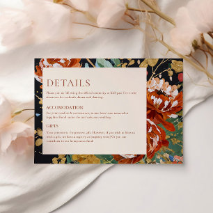 Bränd Orange Peonies Blommigt Painting Bröllop Tilläggskort