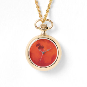 Bränd Orange Persimmon Löv Abtract Höger Armbandsur