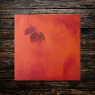 Bränd Orange Persimmon Löv Abtract Höger Kakelplatta