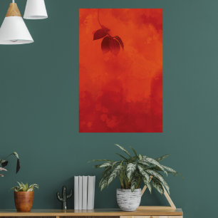 Bränd Orange Persimmon Löv Abtract Höger Poster